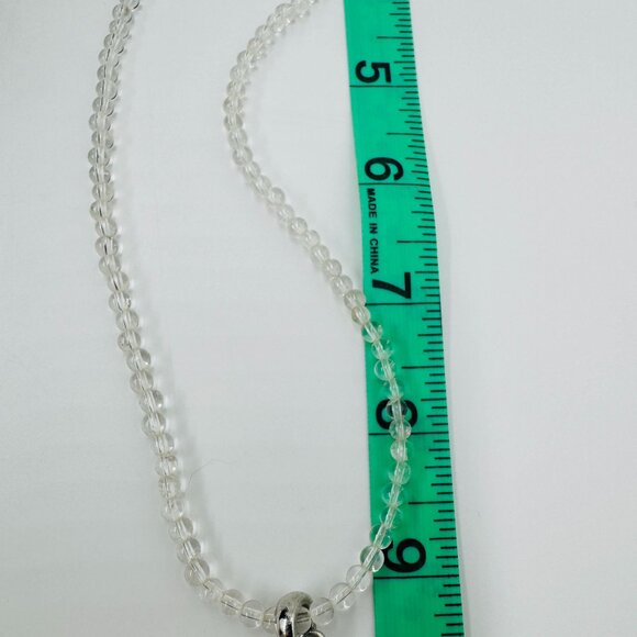 1990's Yellow Sunflower Pendant Necklace w/Clear Beads Shimmer Flaked Petals - Picture 4 of 13